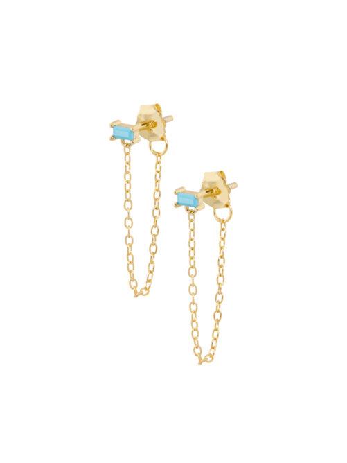 Ellen Beekmans - Fijne oorstekers met turquoise steentje