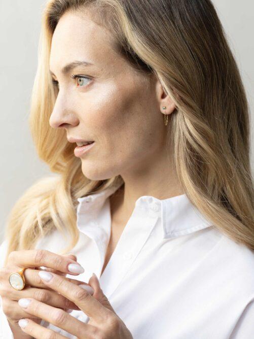 Ellen Beekmans - Fijne oorstekers met turquoise steentje