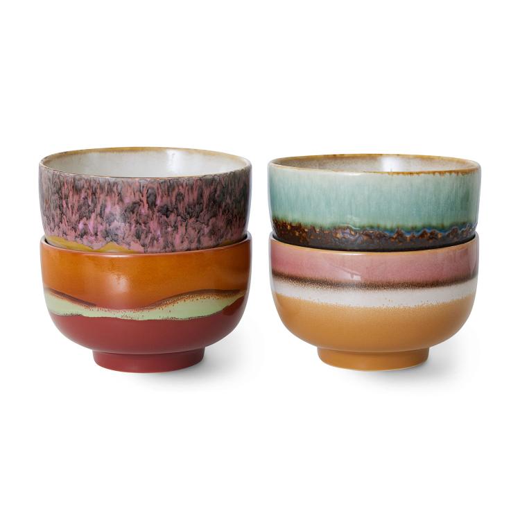 HKliving - 70s ceramics: noodle bowls, geyser (set van 4)