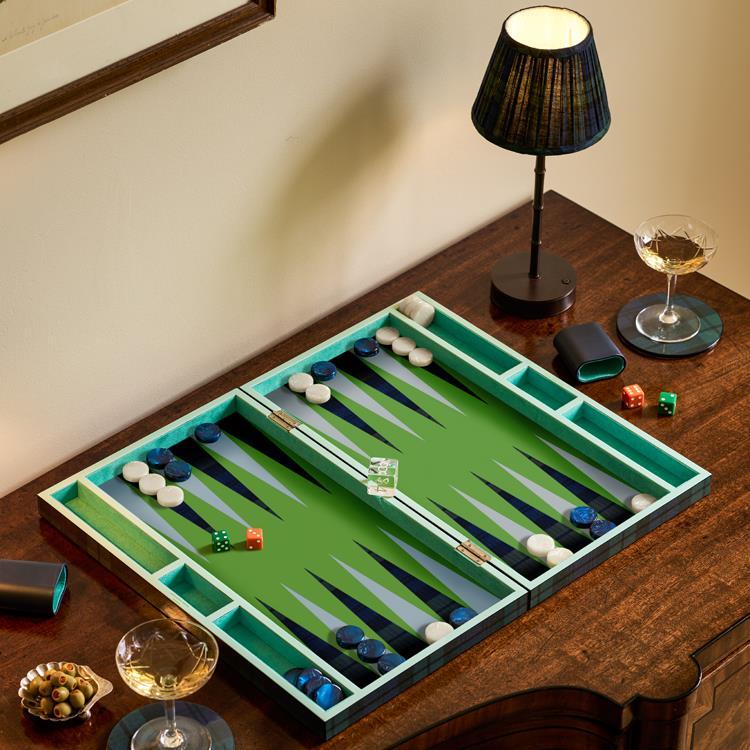Addison Ross - Tartan lacquer Backgammon set