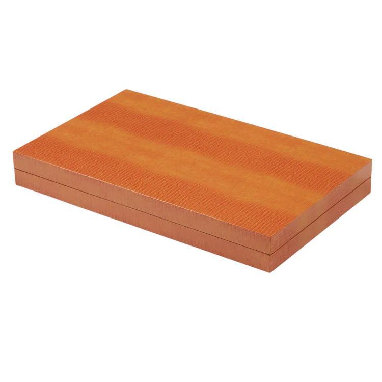 Addison Ross - Orange Croc Lacquer Backgammon set