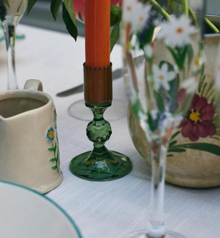 Anna+Nina - Sage Gemma Candle Holder Green