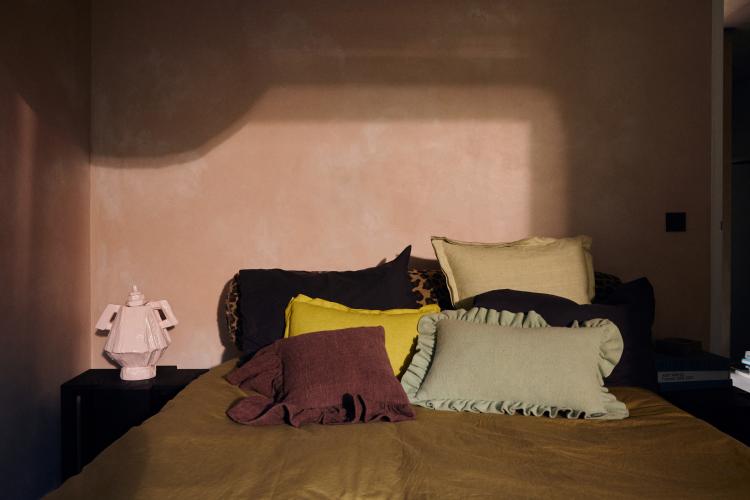 HK Living - Ruffle cushion, chestnut