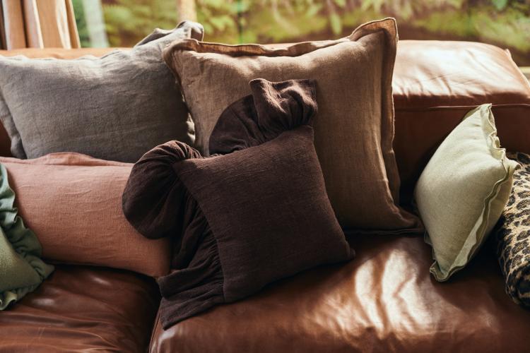 HK Living - Ruffle cushion, chestnut