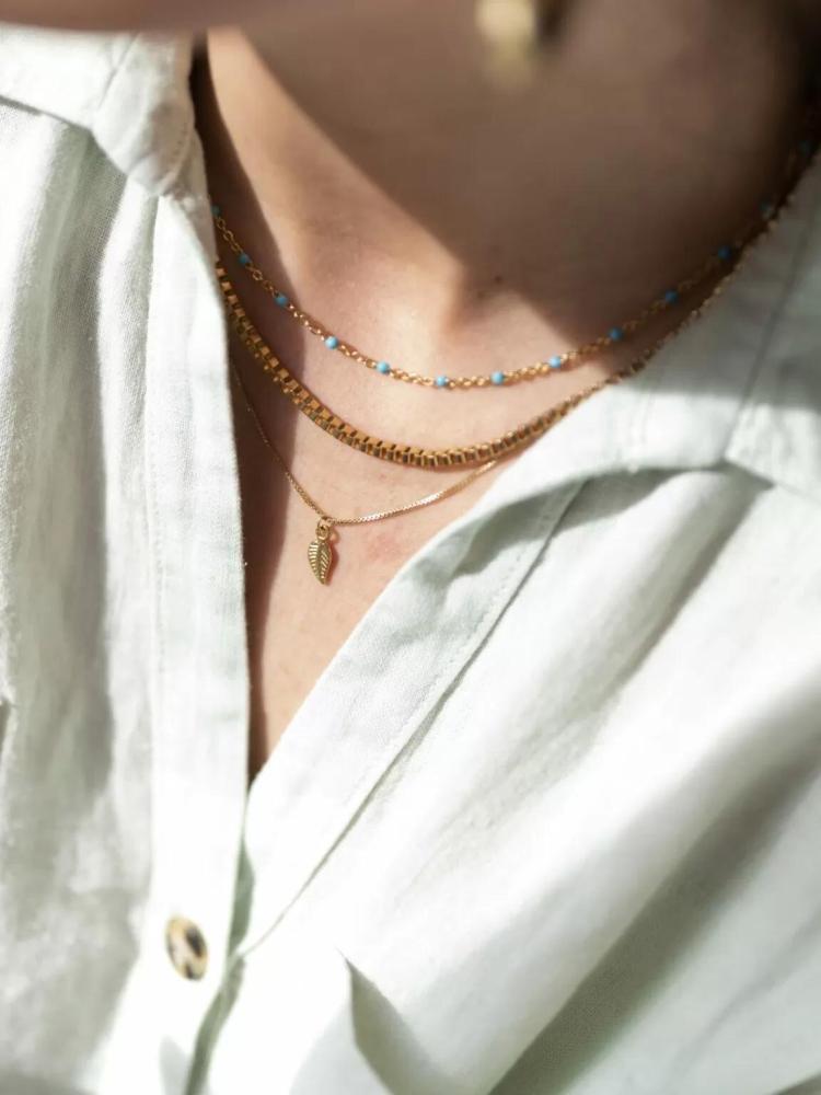 Ellen Beekmans - Ketting met vergulde blokschakel