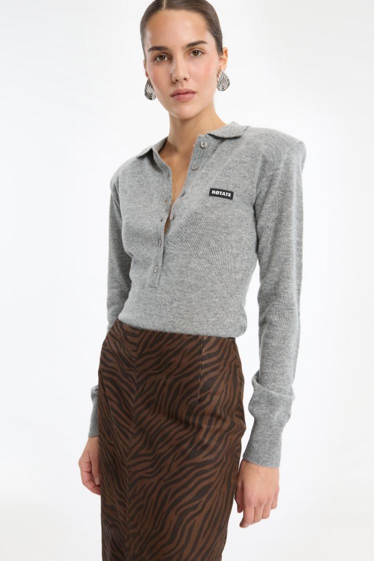 ROTATE - Wool longsleeve polo