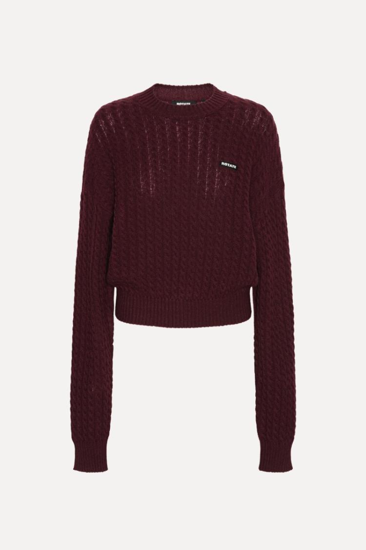 ROTATE - Cable crewneck sweater