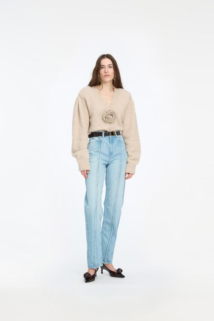 ROTATE - straight denim zip jeans