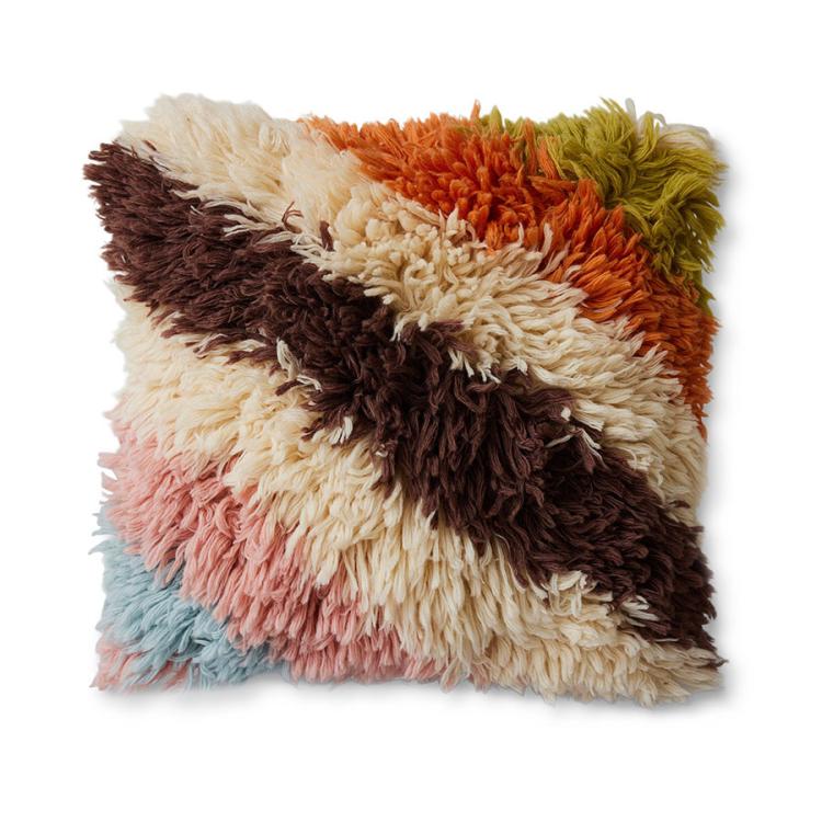 HKliving - Fluffy striped cushion