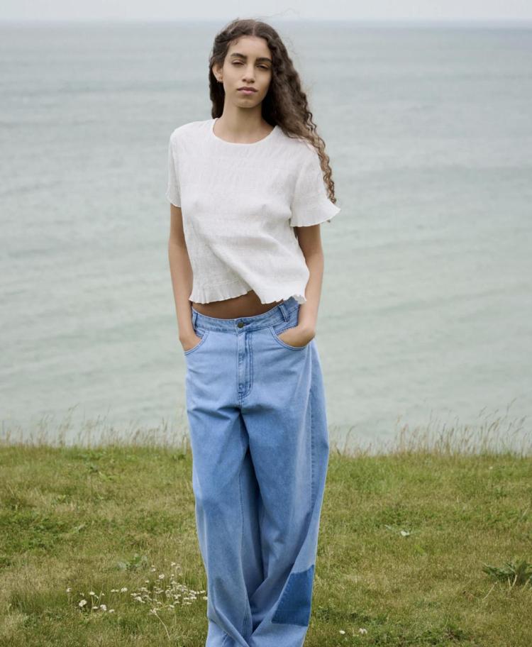 Rabens Saloner - Rrregular smocking t-shirt