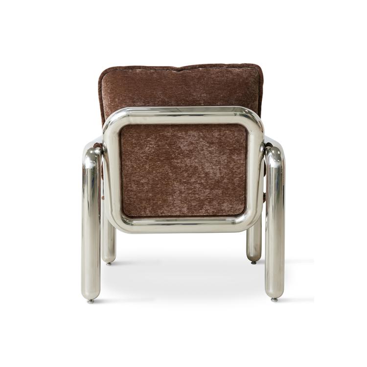 HK Living - Chrome lounge armchair, Velvet brown