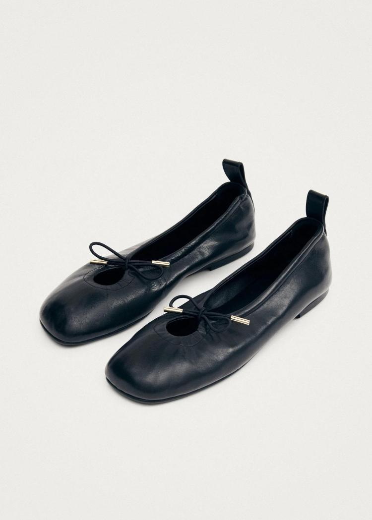 Alohas - Rosalind Black Leather Ballet Flats