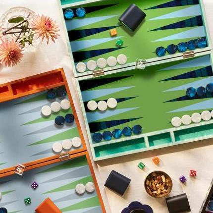 Addison Ross - Tartan lacquer Backgammon set