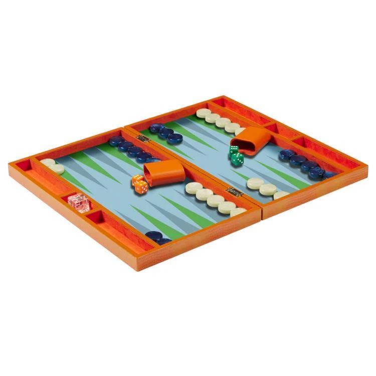 Addison Ross - Orange Croc Lacquer Backgammon set