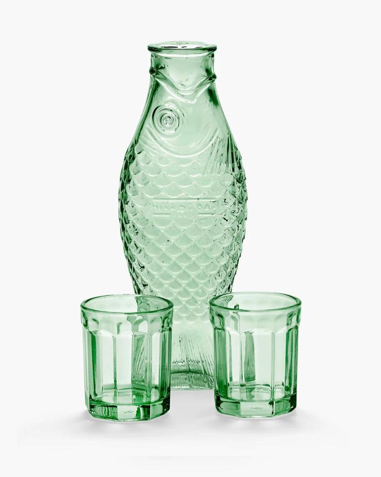 Serax - Set carafe with 2 glasses M green Fish & Fish