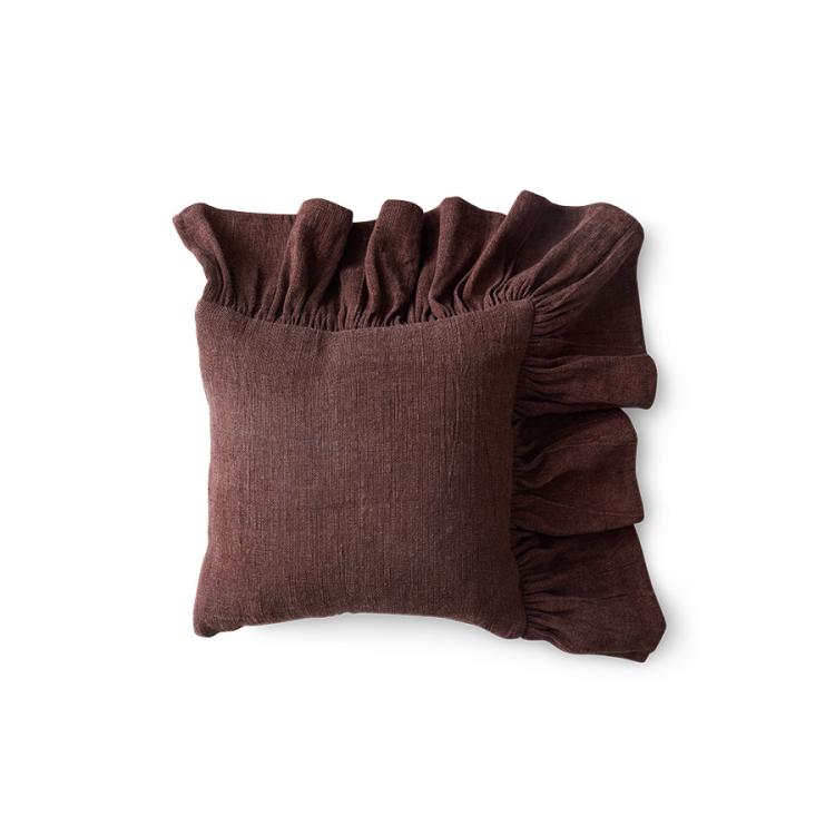 HK Living - Ruffle cushion, chestnut