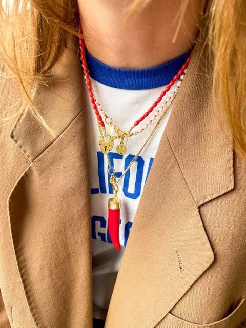 I am Jai - Dunne koraal ketting groot