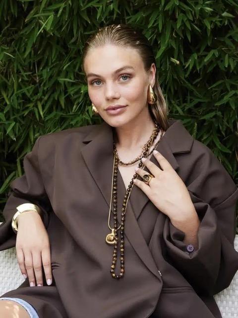 Ellen Beekmans -  Fijne gemstone ketting bruin melee