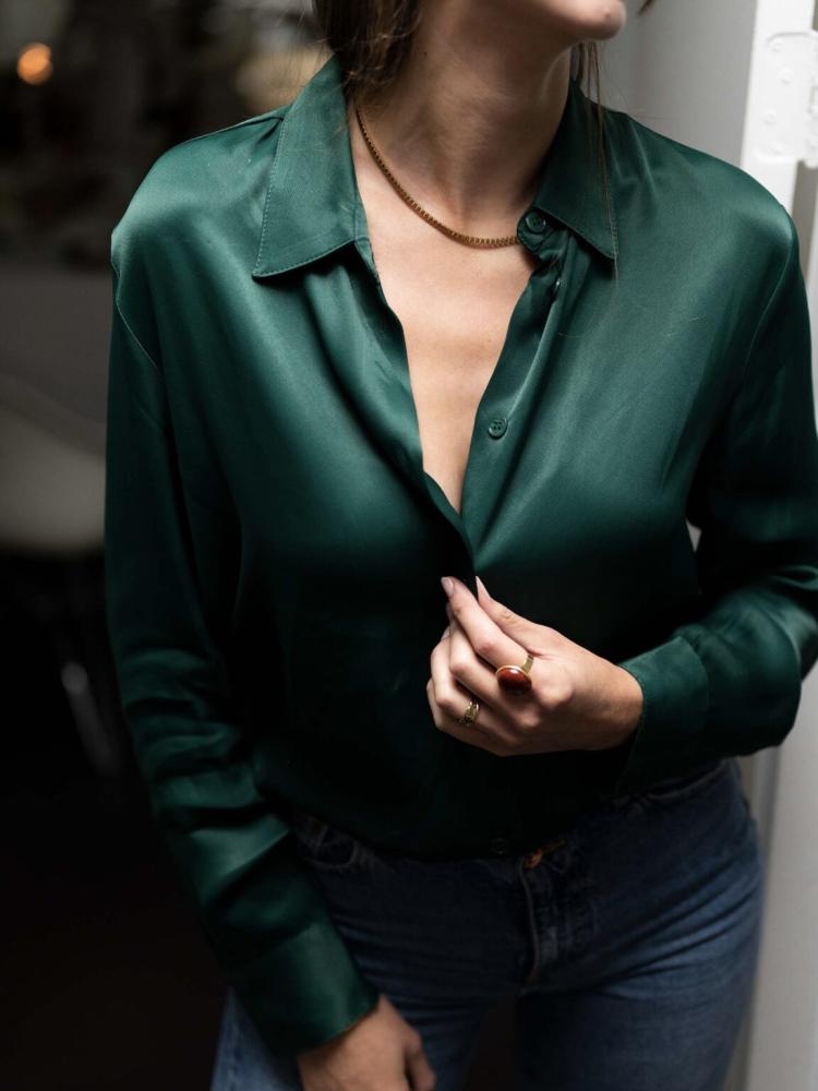 Ellen Beekmans - Ketting met vergulde blokschakel