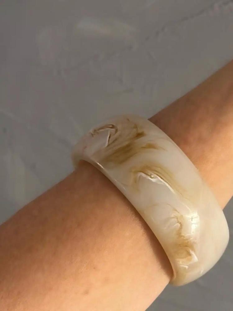 Ellen Beekmans - Brede bangle wit-bruin melee