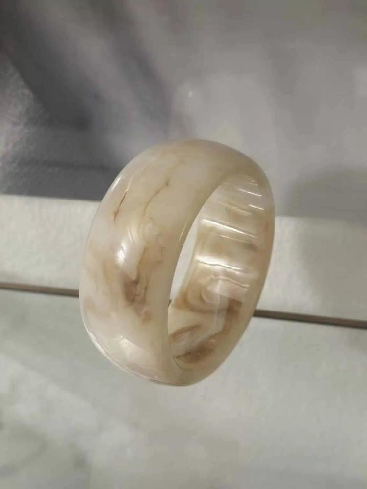 Ellen Beekmans - Brede bangle wit-bruin melee