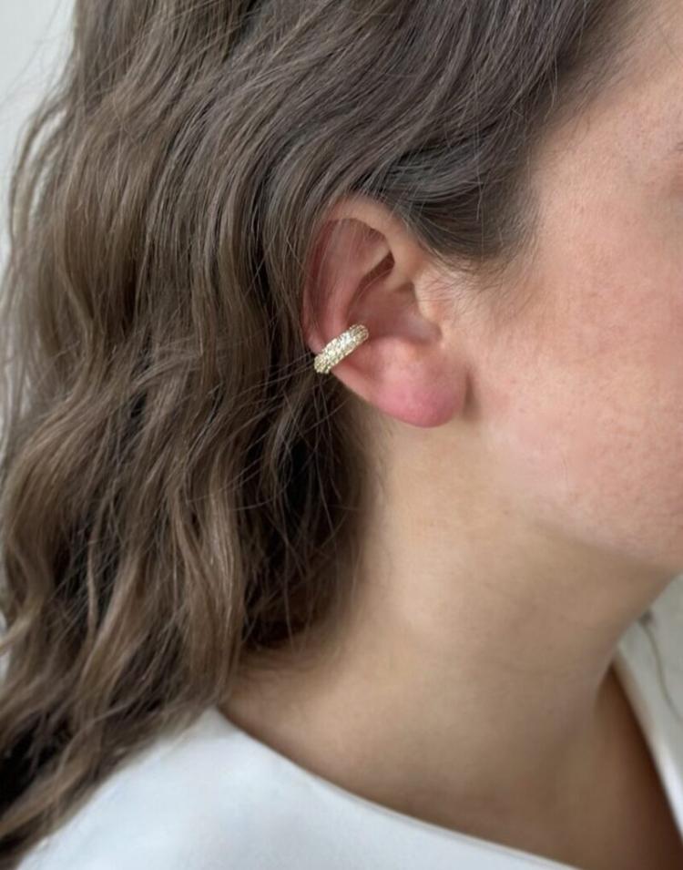 Ellen Beekmans - earcuff strass goud enkel