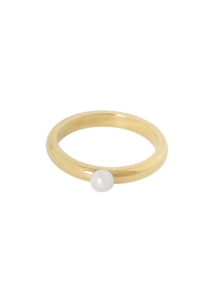 Ellen Beekmans - vergulde ring met pareltje