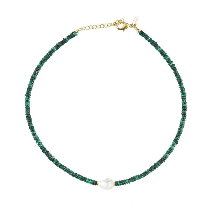 I am JAI - Malachite and pearl necklace