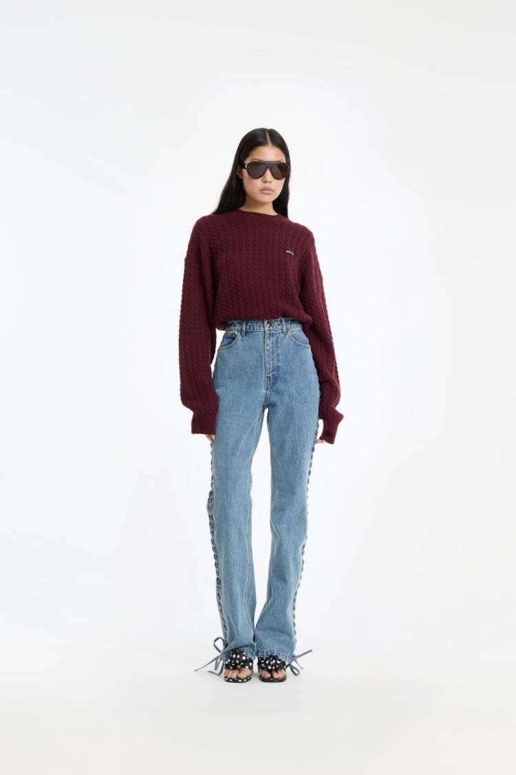 ROTATE - Cable crewneck sweater