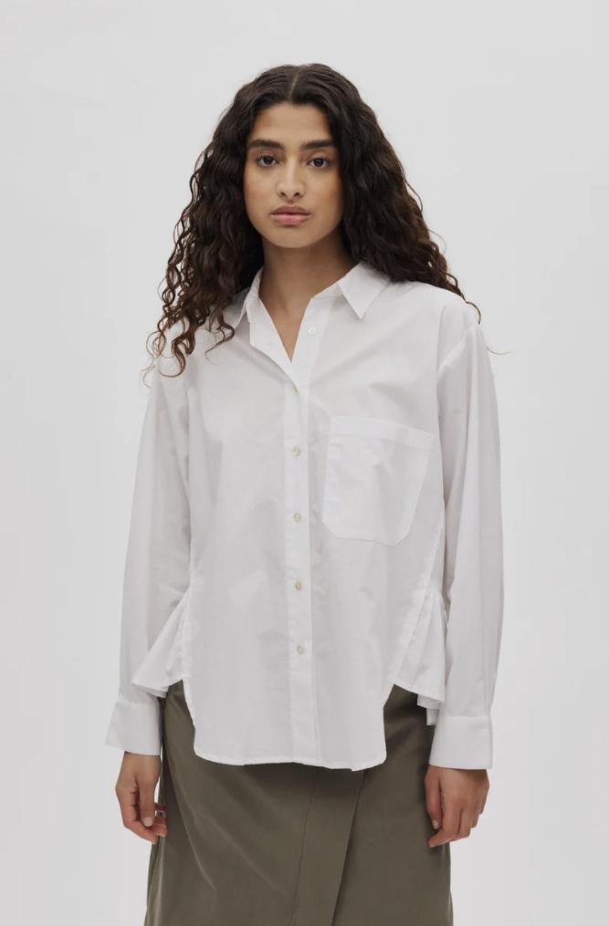 Rabens Saloner - Djana poplin side gather shirt