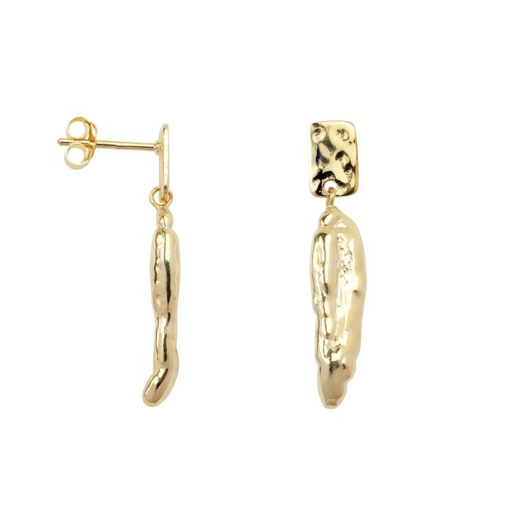 Betty Bogaers - hammered small rectangle and cone earring 