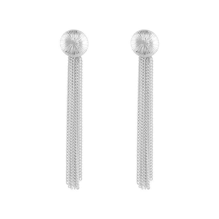 Betty Bogaers - ribbed moon chain stud earring silver